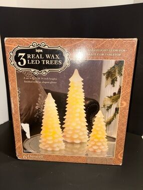 Set of 3 LED Wax Tree Candles.
